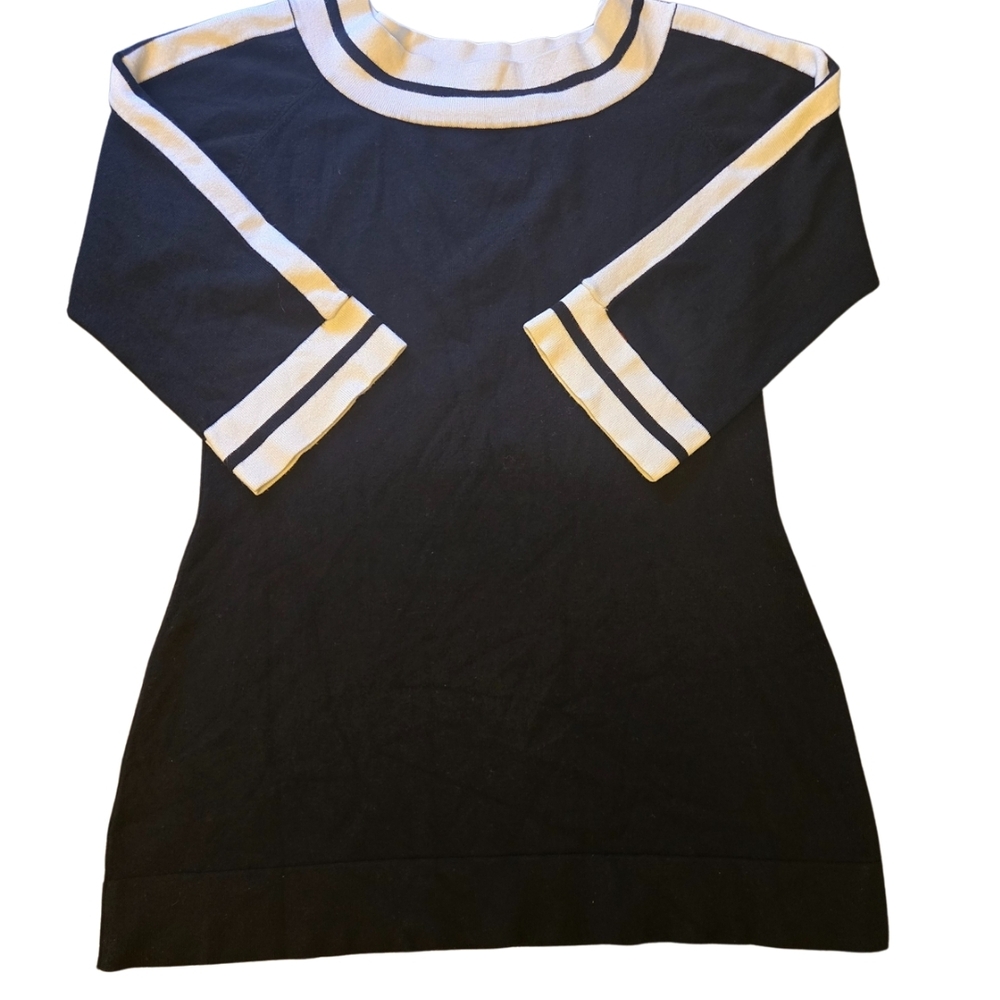 White House BLACK Market Chic Black and White Striped Top